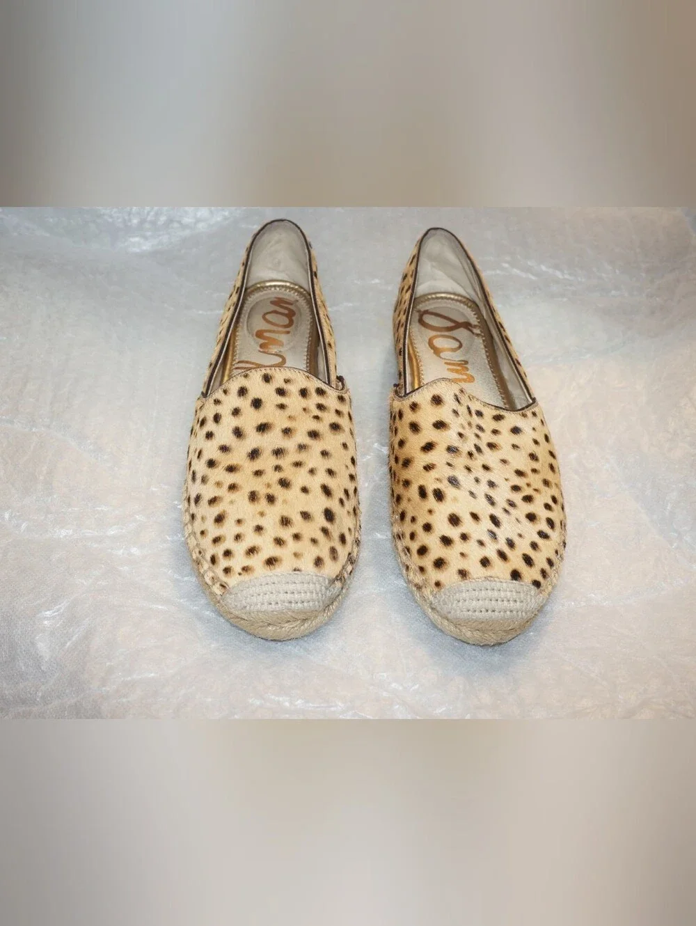 Sam Edelman Kesia Slip-On Espadrilles 8 Animal Print Leopard Flats Leather